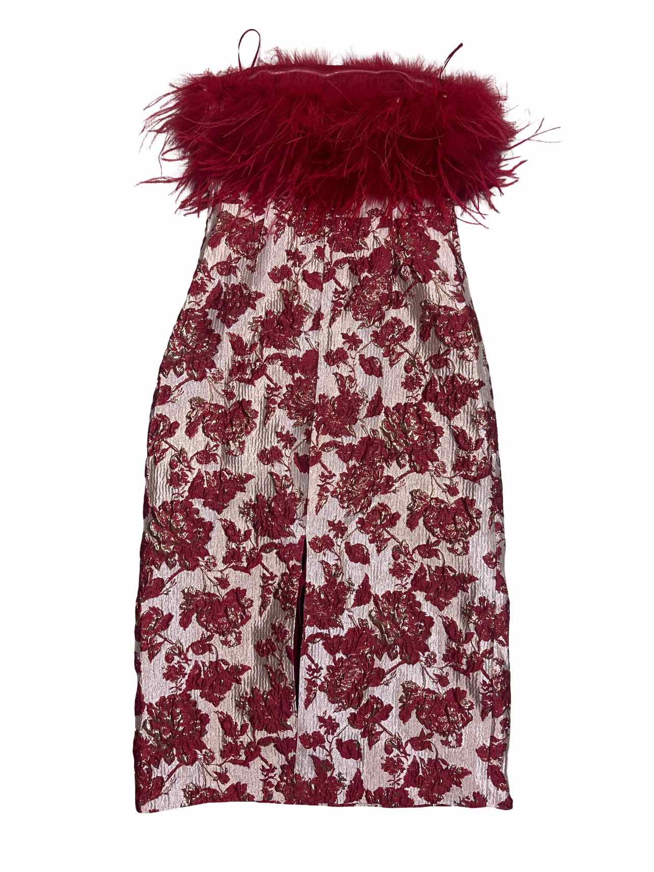 TUCKERNUCK HYACINTH HOUSE REINA JACQUARD FEATHER BODICE STRAPLESS DRESS SIZE: M