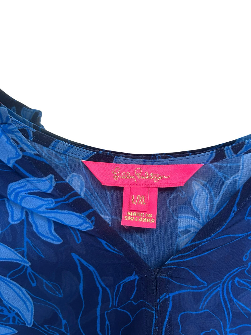 LILLY PULITZER FREYA COBALT BLUE SHEER LONG KAFTAN SIZE L/XL