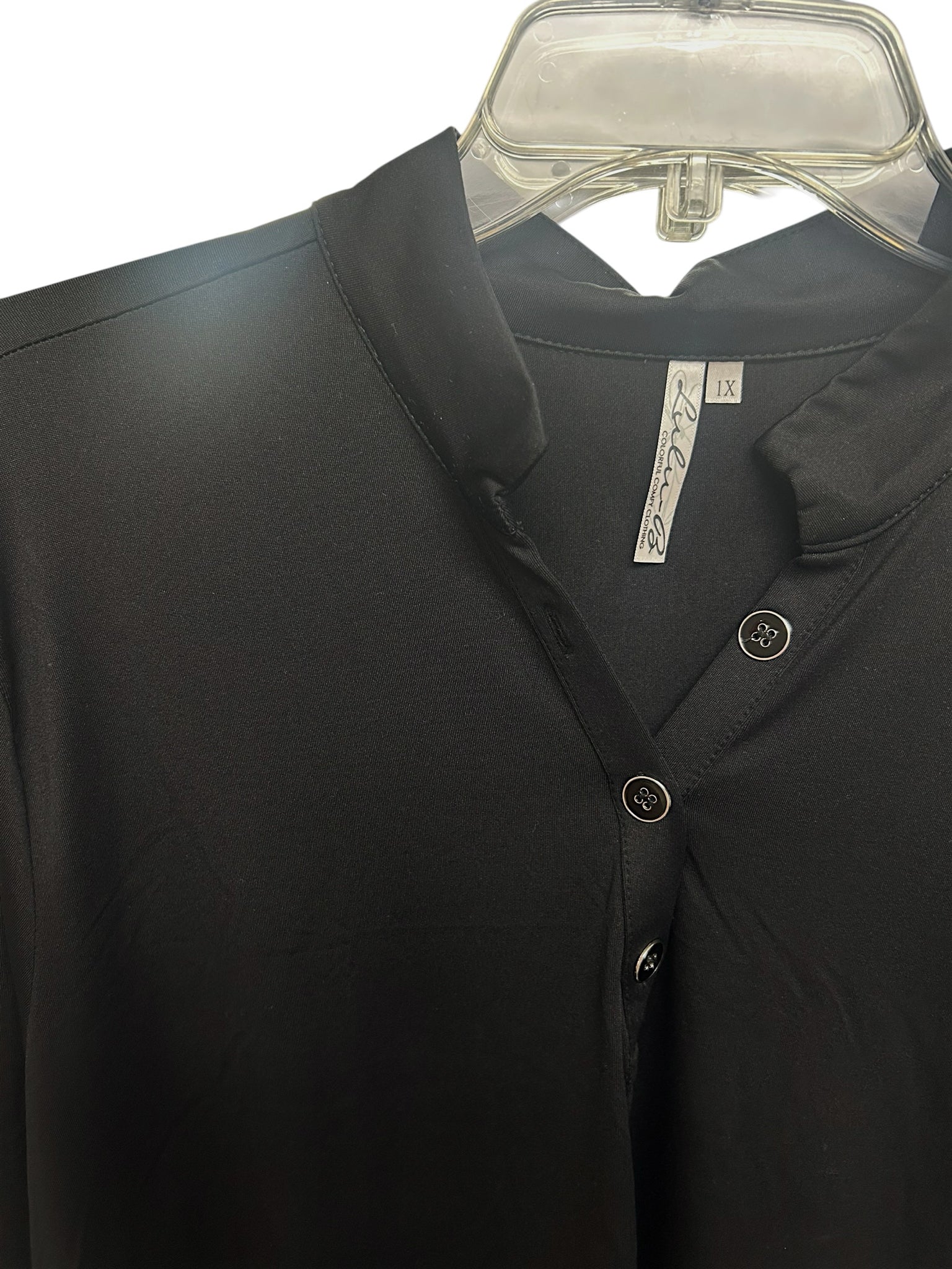 LULU B UPF 50+ BLACK BUTTON UP SUN SHIRT SIZE 1X