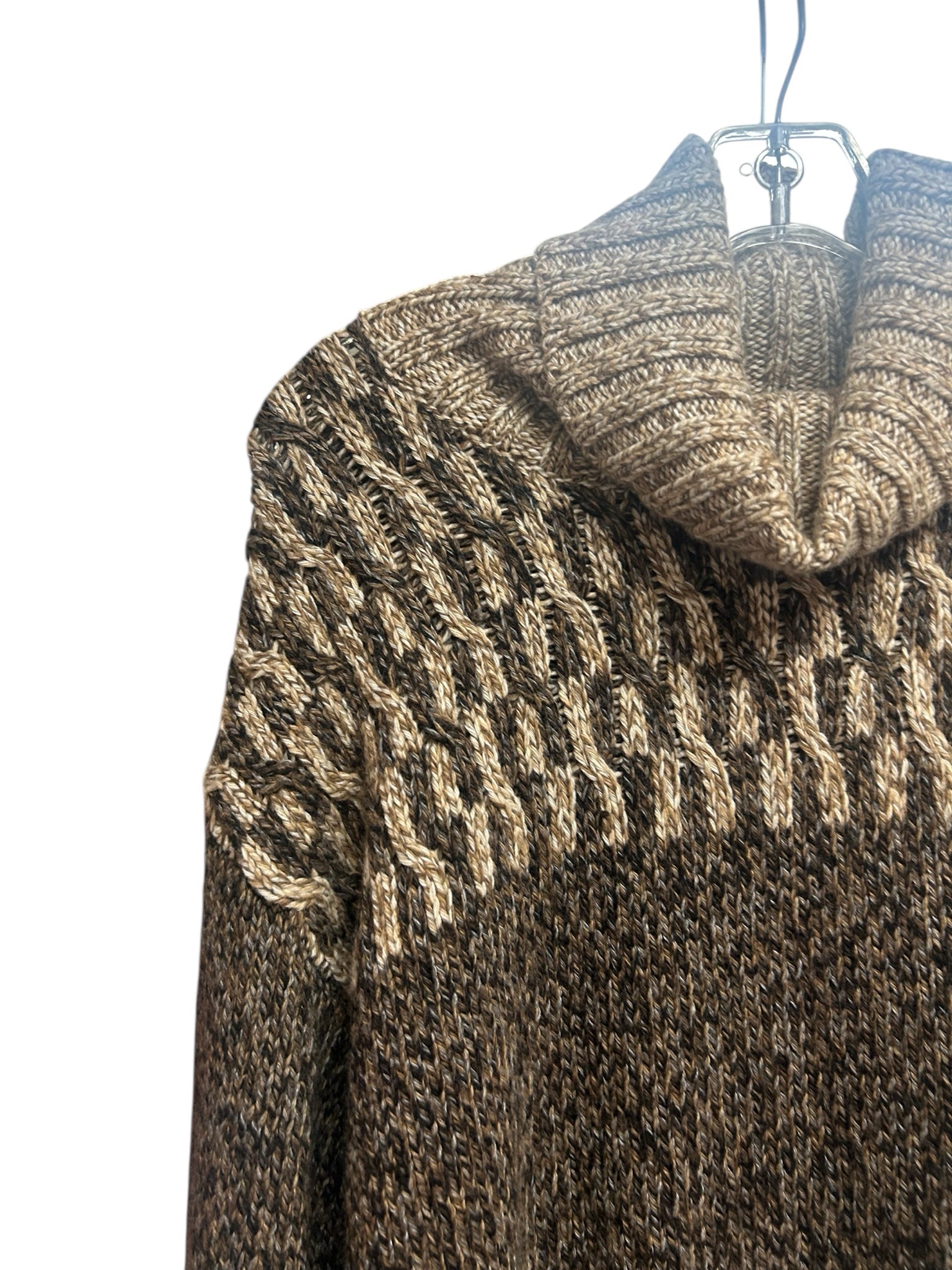 VERONICA BEARD BIA BROWN MULTI TURTLENECK SWEATER SIZE MEDIUM
