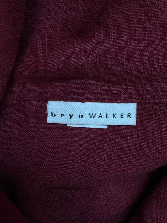 BRYN WALKER LAGENLOOK LINEN BUTTON UP MAROON SHIRT BOXY OVERSIZED SIZE S