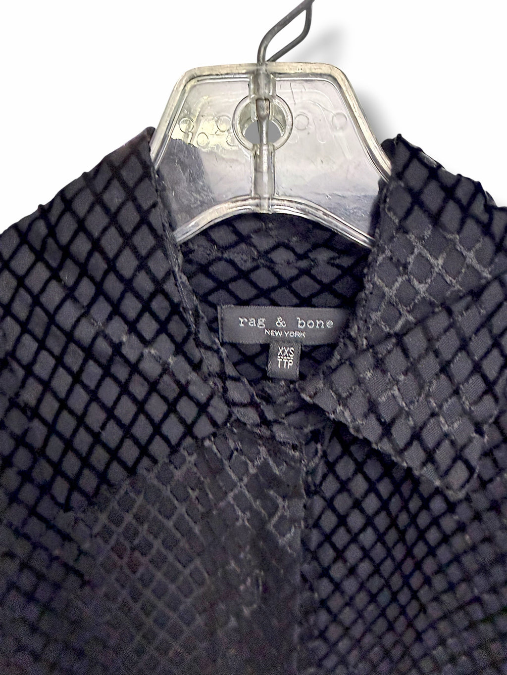 RAG & BONE LILA BURNOUT BLACK VELVET BUTTON DOWN SILK BLEND BLOUSE SIZE XXSMALL
