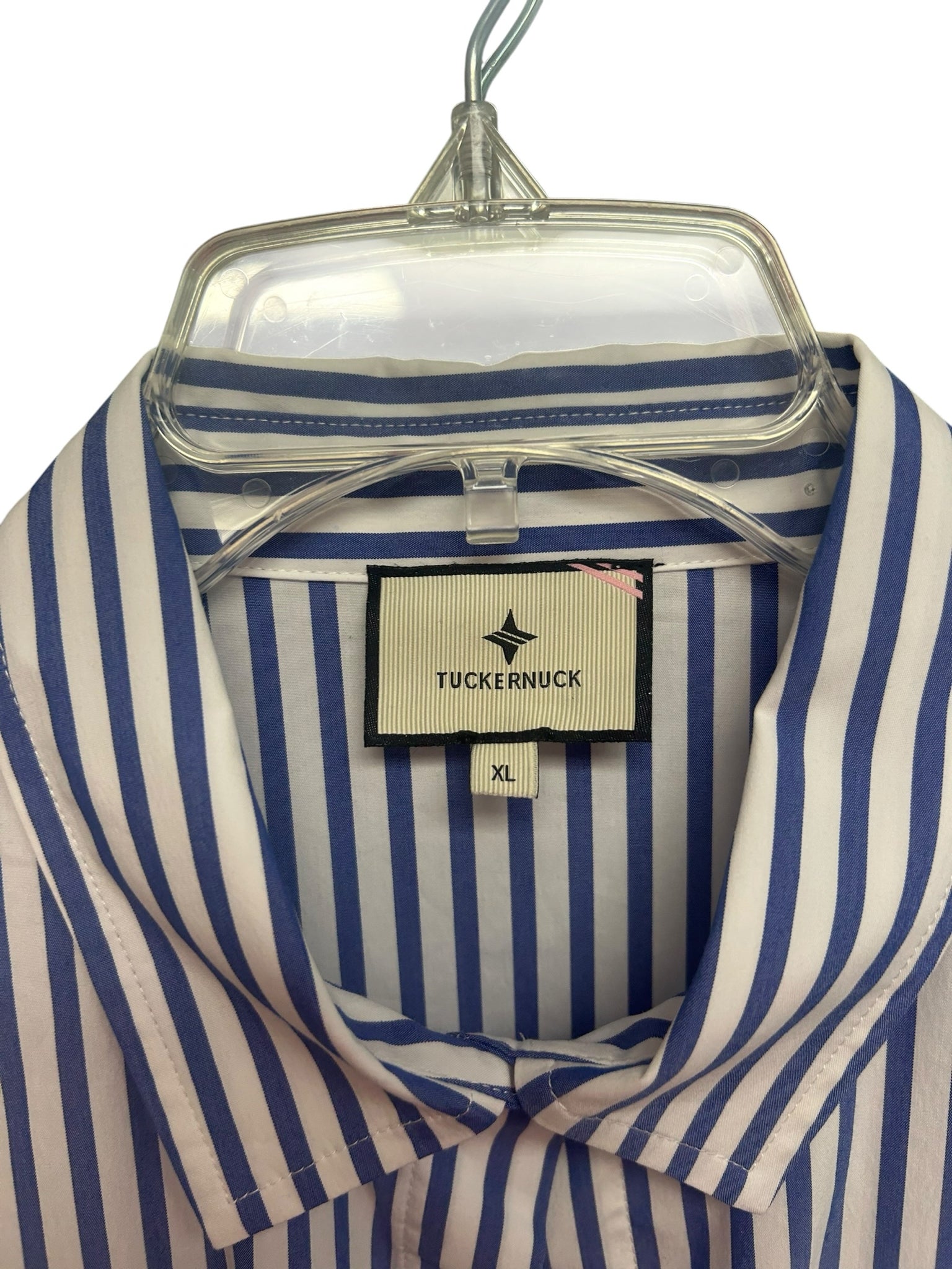 TUCKERNUCK MAXINE PINSTRIPE BUBBLE BLUE WHITE MAXI DRESS SIZE XL