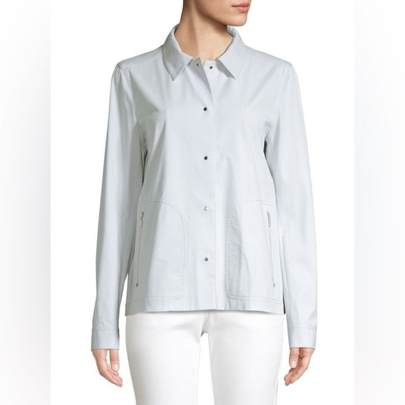 LAFAYETTE 148 JAREN COTTON STRETCH JACKET IN AERIAL BLUE SIZE 3X