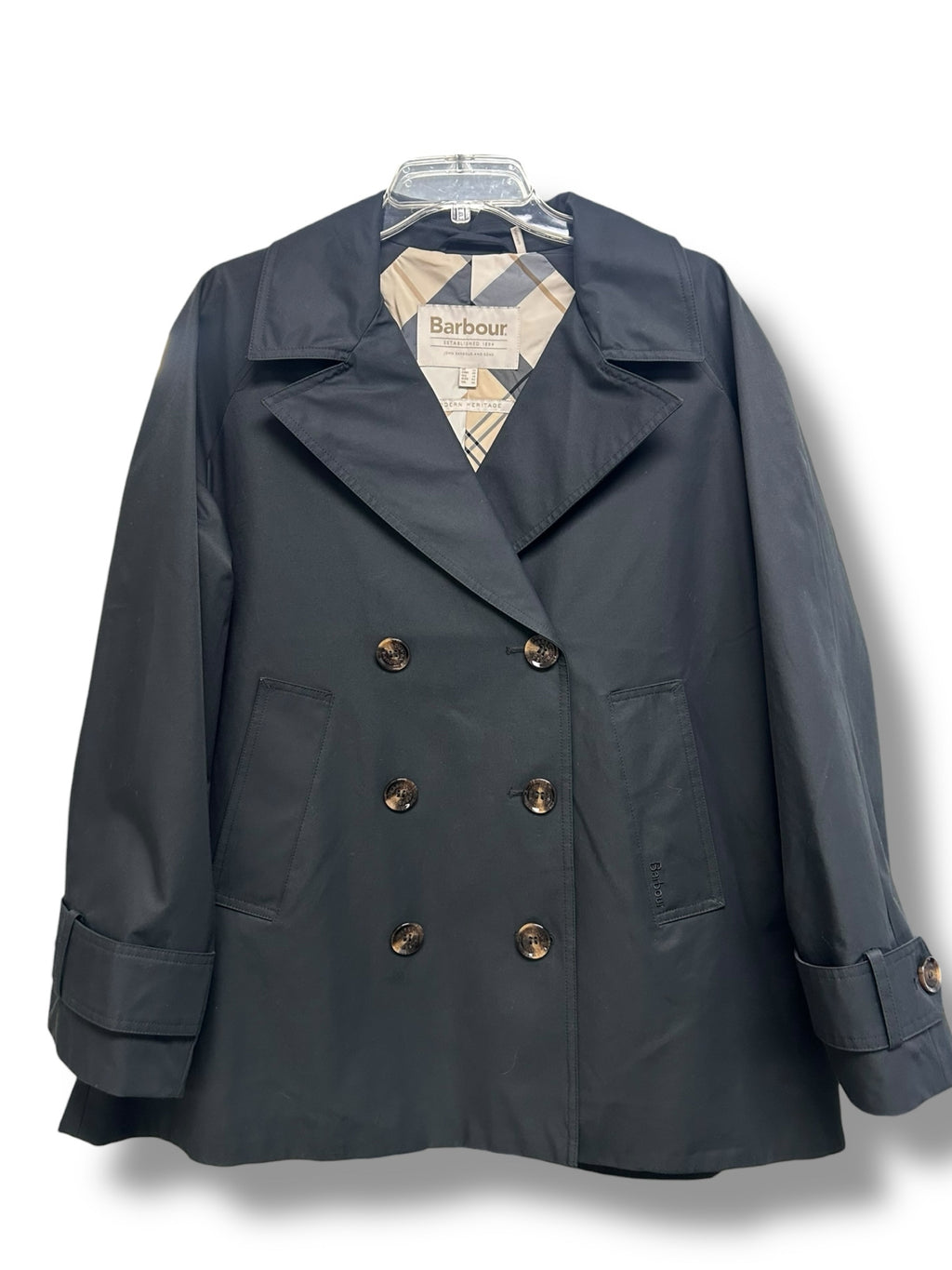 BARBOUR MAISY SHOWERPROOF DOUBLE BREASTED JACKET BLACK SIZE US 10 - WEARHOUSE  CONSIGNMENT