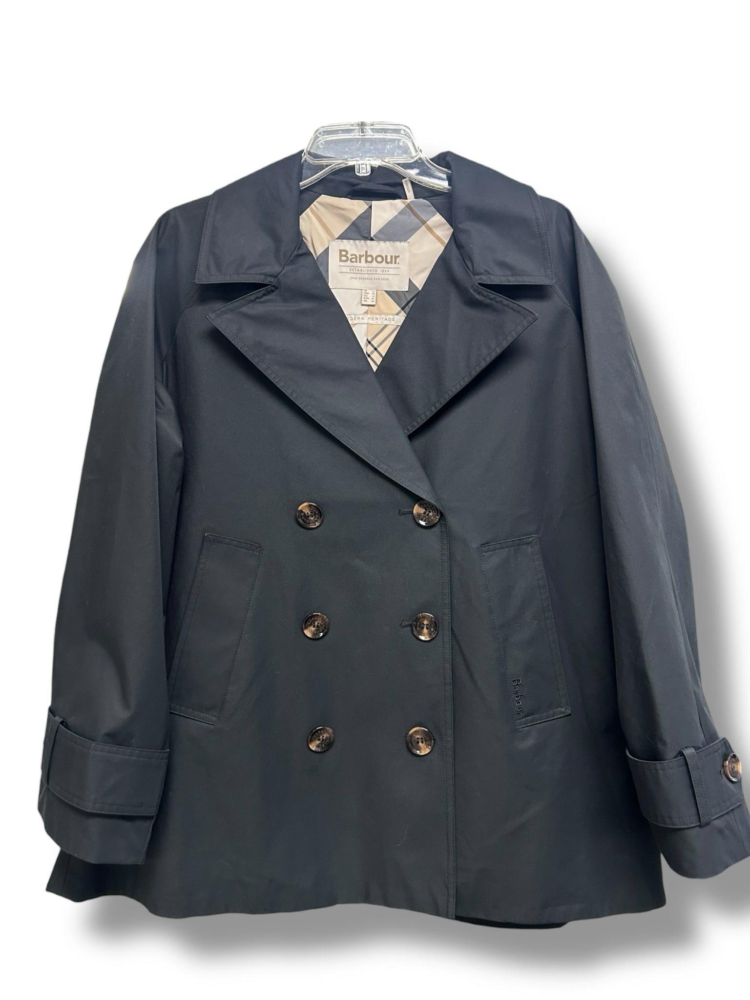 BARBOUR MAISY SHOWERPROOF DOUBLE BREASTED JACKET BLACK SIZE US 10 - WEARHOUSE  CONSIGNMENT