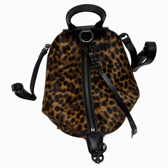 REBECCA MINKOFF NWT! CONVERTIBLE MINI JULIAN BACKPACK IN CALF HAIR LEOPARD