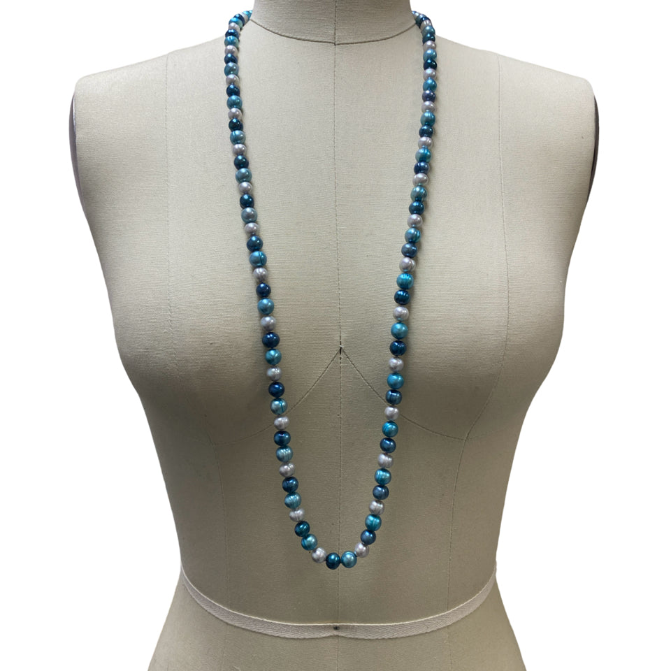 HONORA .925 8-9mm BLUE MOON RINGED FRESHWATER CULTURED PEARL 36" NECKLACE