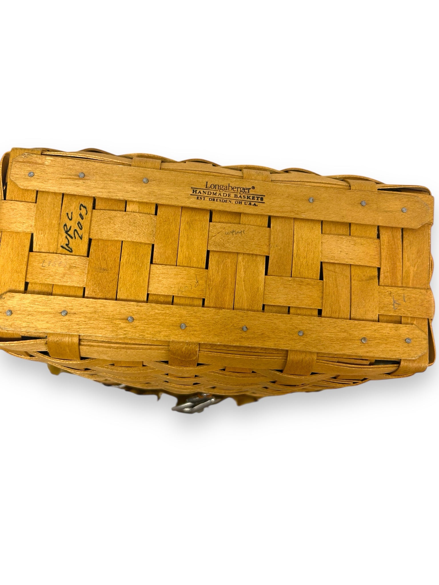 LONGABERGER BOARDWALK GINGHAM WHICKER BASKET WITH LINER 2003