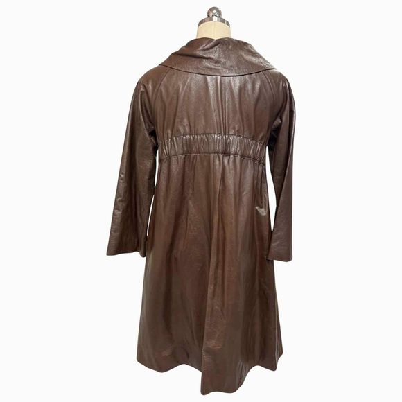 ROZAE NICHOLS BELTED LEATHER BROWN JACKET SIZE S