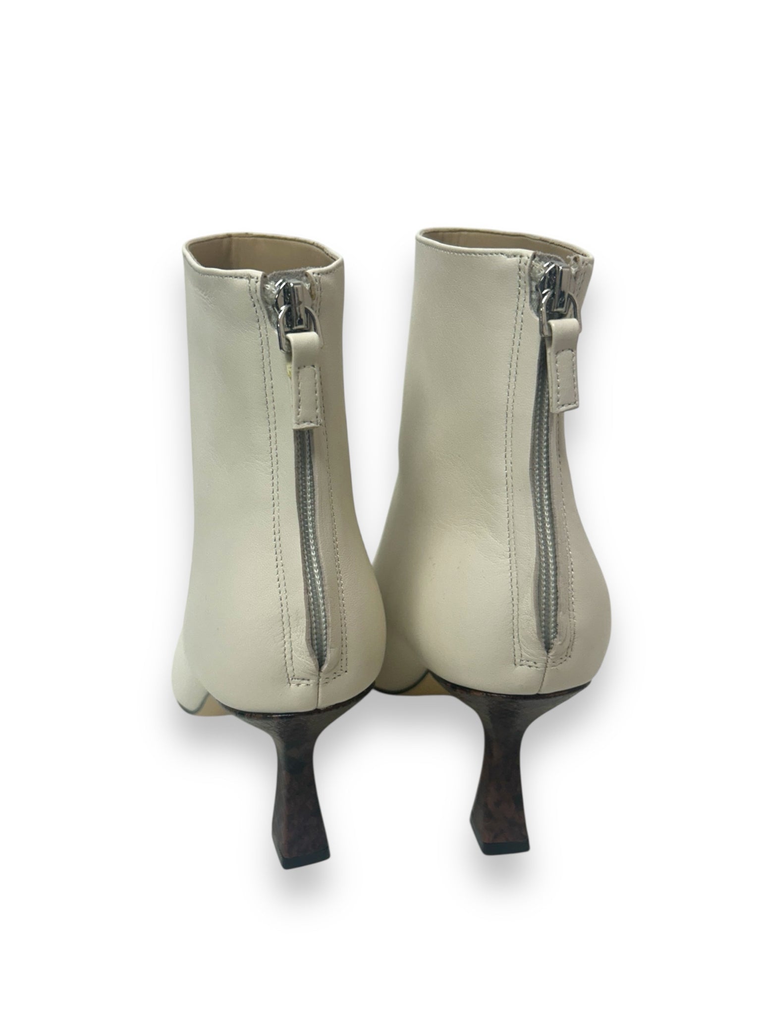 MARC FISHER SNAKE HEEL POINT CREAM LEATHER TOE BOOTIE SIZE 9