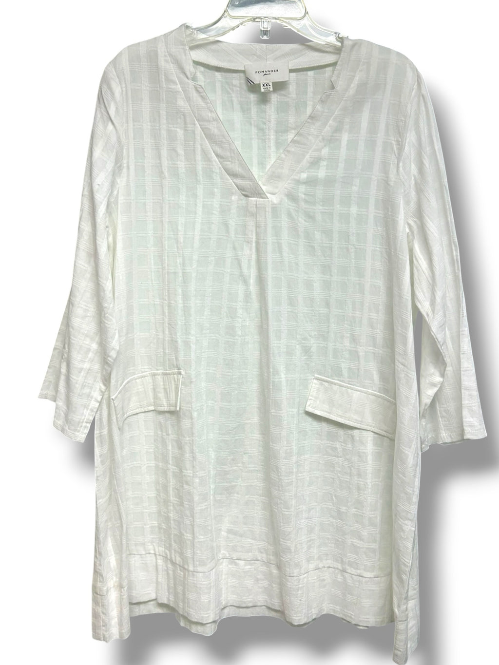 POMANDER PLACE TUCKERNUCK WHITE CAROLINA CAFTAN MINI TUNIC SIZE XXL