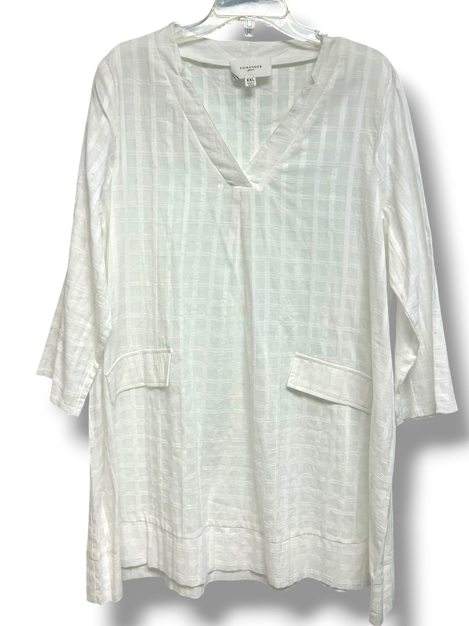 POMANDER PLACE TUCKERNUCK WHITE CAROLINA CAFTAN MINI TUNIC SIZE XXL