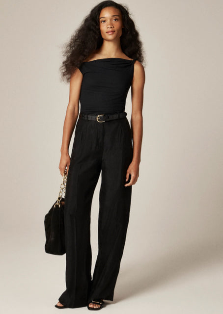 JCREW ESSENTIAL WIDE LEG CITY CREPE TROUSER BLACK SIZE 12