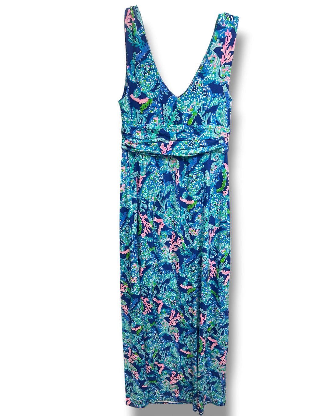 NWT LILLY PULITZER SLOANE TURTLE VILLA BLUE PRINT SLEEVELESS MAXI SIZE 4