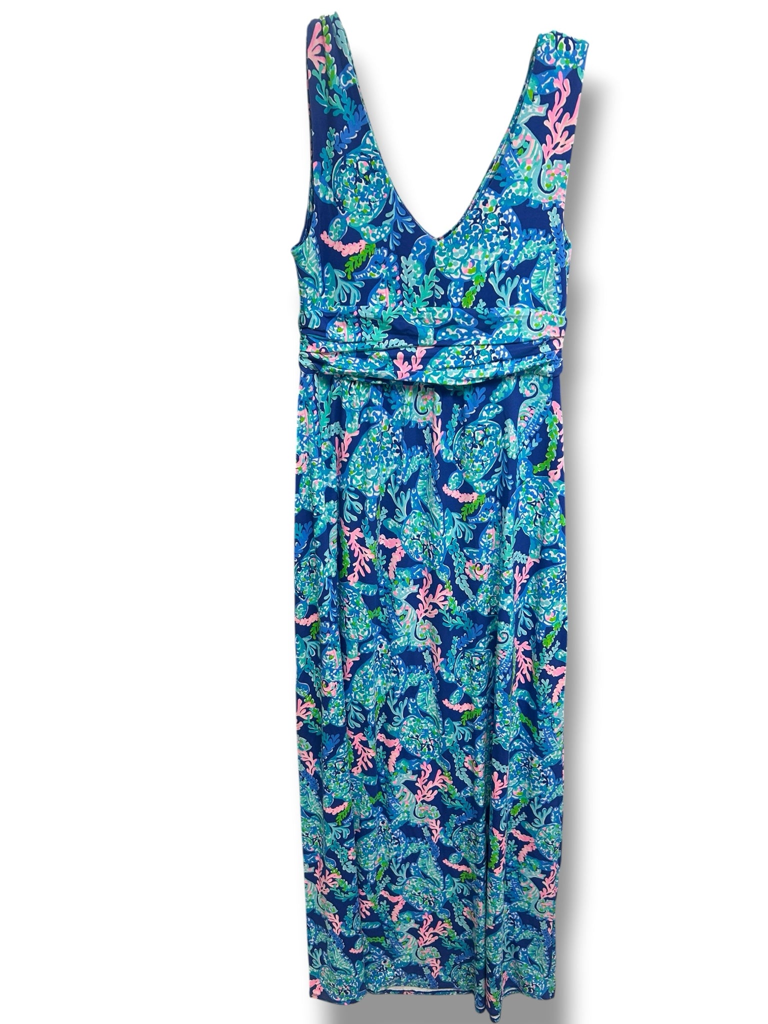NWT LILLY PULITZER SLOANE TURTLE VILLA BLUE PRINT SLEEVELESS MAXI SIZE 4