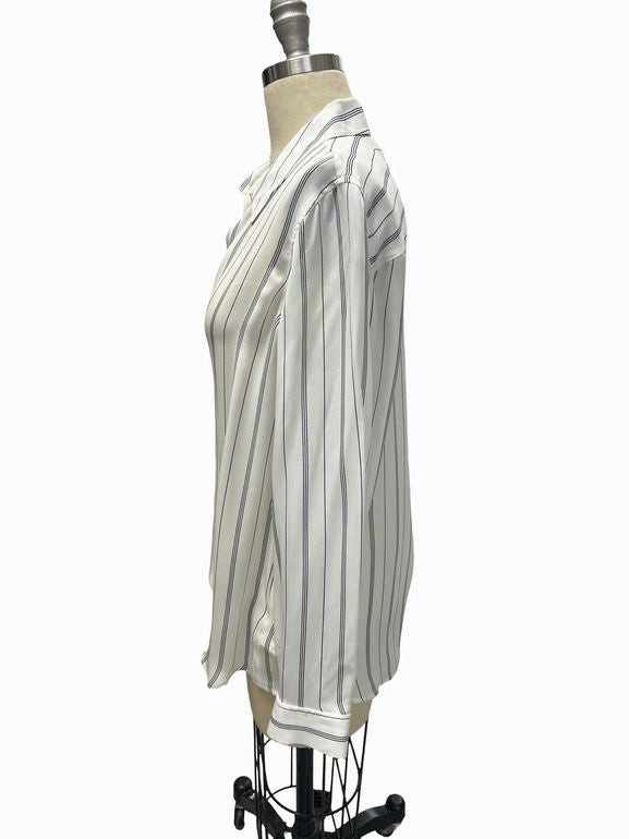 L'AGENCE  NINA STRIPED SILK BLOUSE SIZE: M