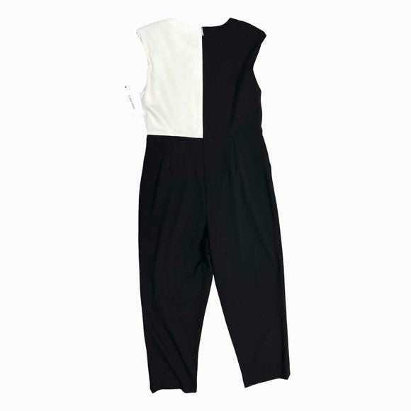 CALVIN KLEIN NWT! TWO TONE TIE WAIST BLACK/WHITE JUMPSUIT SIZE 14