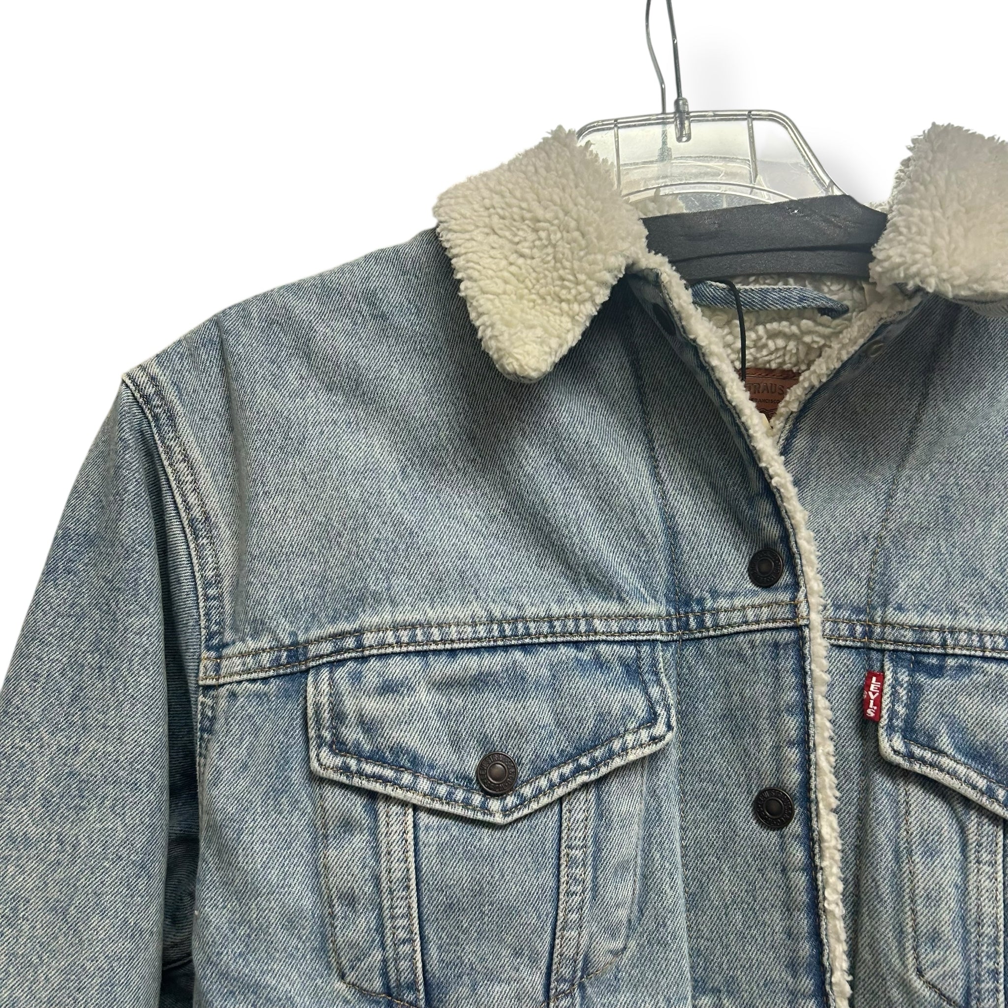 NWT LEVI'S SHERPA 90'S TRUCKER DENIM JACKET LIGHT WASH SIZE XS