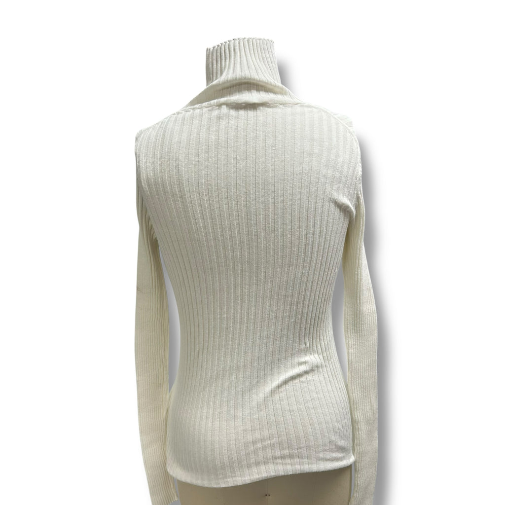 ANINE BING CLARE COTTON RIBBED TISSUE TURTLENECK SIZE MEDIUM