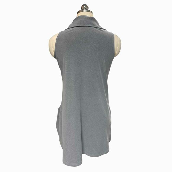 SYMPLI HALF ZIP POCKET DRAPED GRAY TUNIC SIZE 4