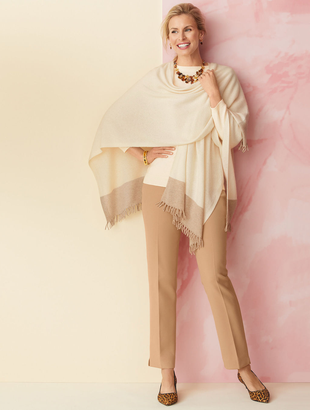 NWT TALBOTS HAMPSHIRE CREAM ANKLE DRESS PANTS SIZE 14 PETITE