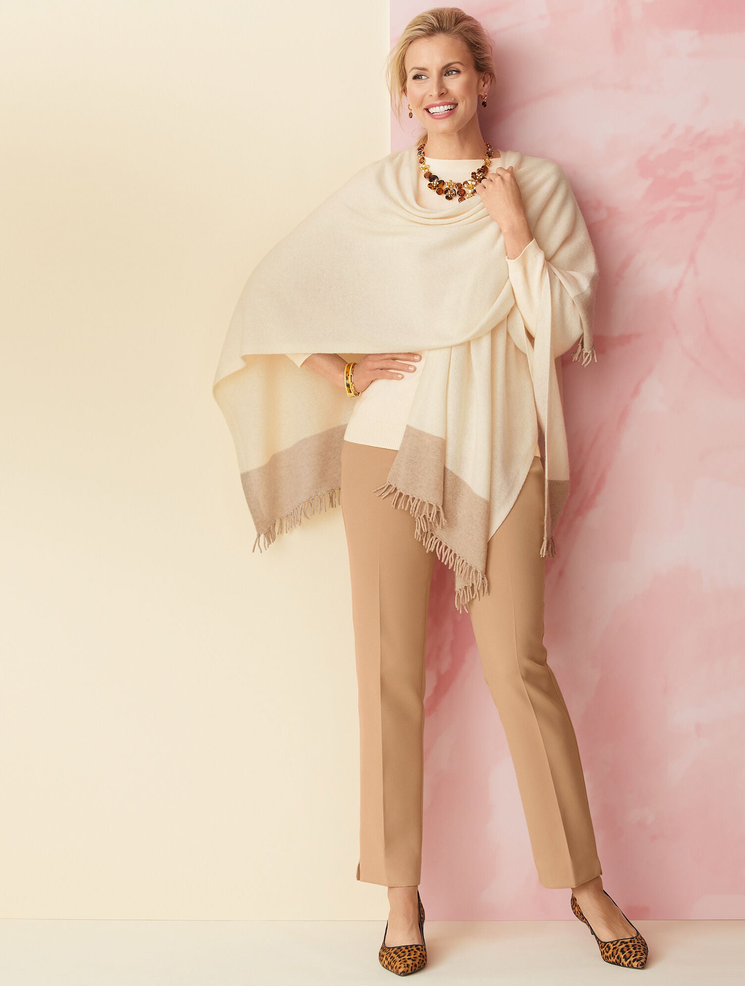 NWT TALBOTS HAMPSHIRE CREAM ANKLE DRESS PANTS SIZE 14 PETITE