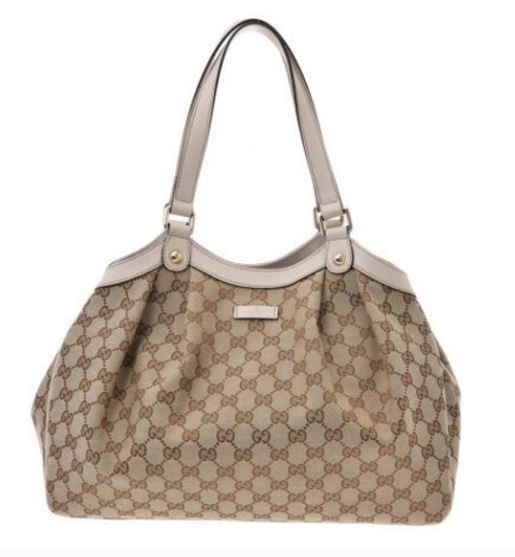 GUCCI VINTAGE Y2K GG CANVAS LOGO LEATHER SHOULDER BAG