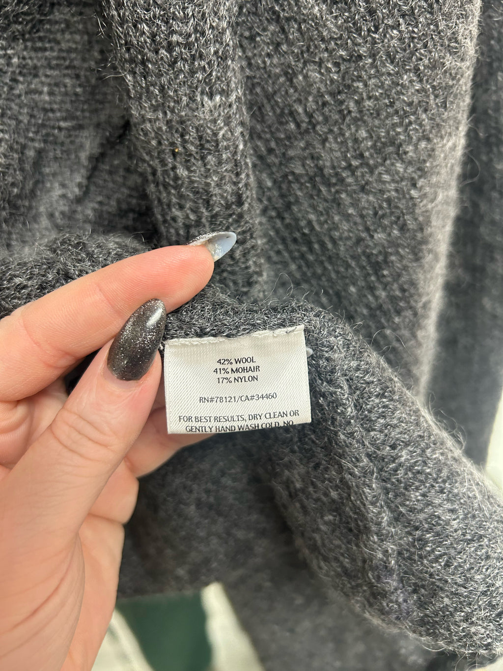 EILEEN FISHER GRAY KNIT WOOL/MOHAIR OPEN FRONT HOODED CARDIGAN SIZE XL