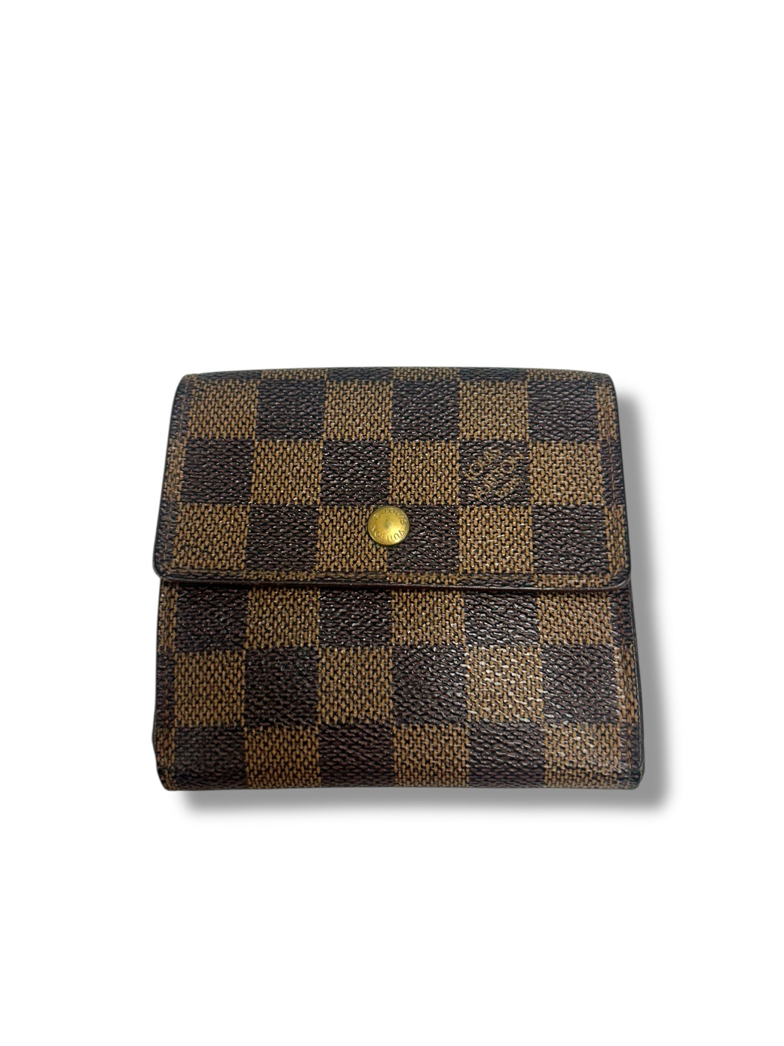 LOUIS VUITTON DAMIER LEATHER ELISE TRIFOLD WALLET BROWN CHECK