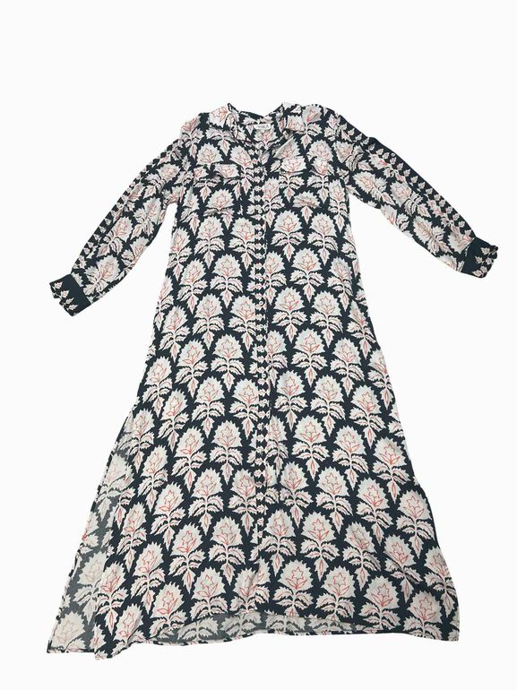 ANTHROPOLOGIE OMIKA PALMA SHIRT DRESS MAXI IN MIKA CAVIAR SIZE: XL