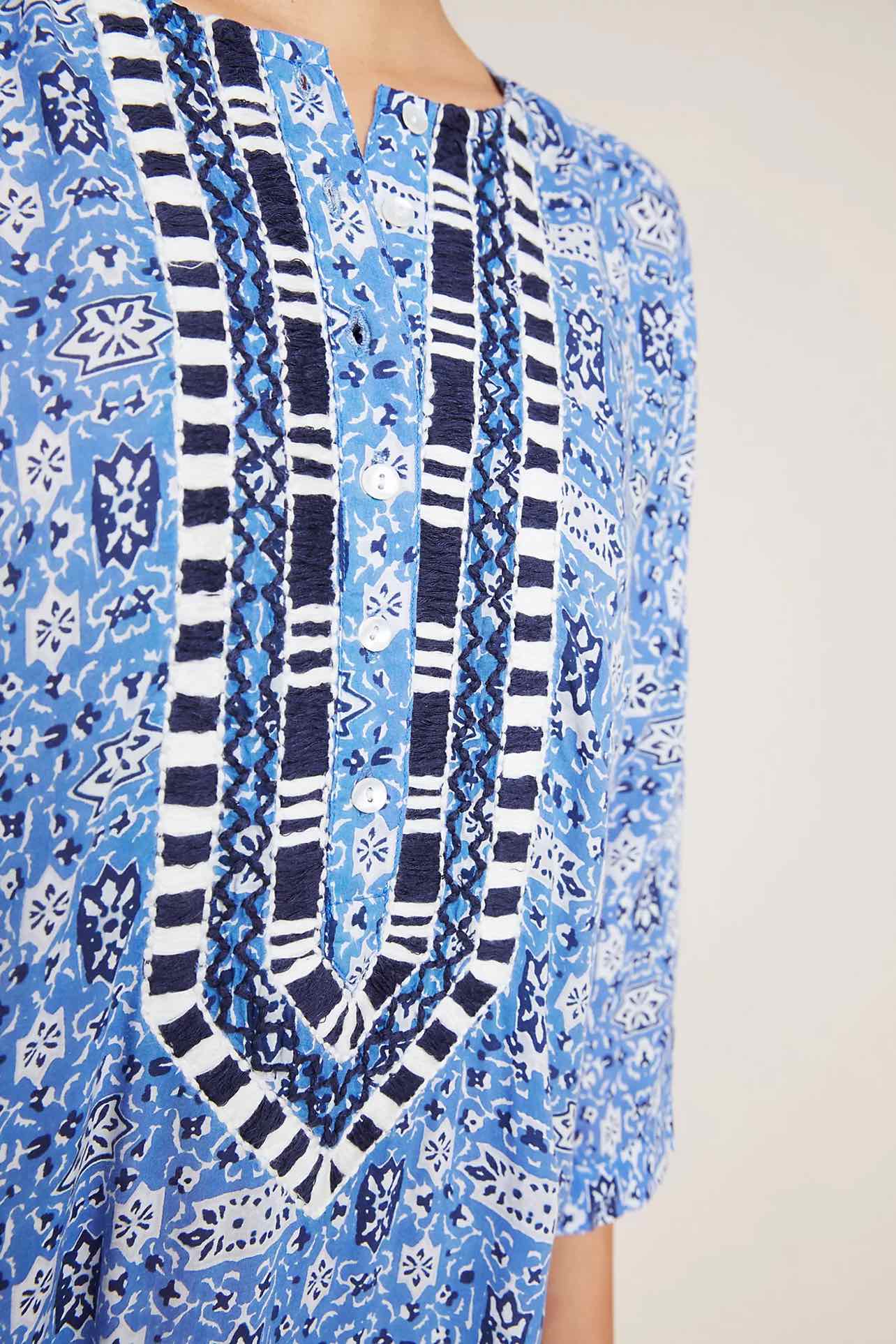ROLLER RABBIT PRINT EMBRIDERY POM POM KAFTAN DRESS SIZE: XL