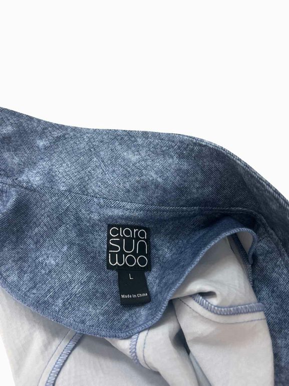 CLARA SUN WOO SIGNATURE LIQUID LEATHER JACKET DENIM SIZE: L