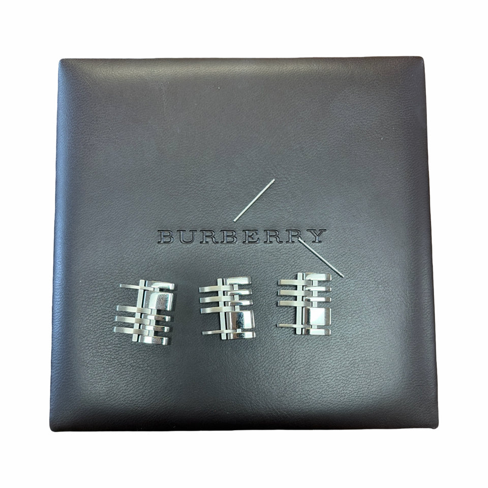 BURBERRY BU1560 CHRONOGRAPH QUARTZ WATCH - NEW BATTERY, LINKS, BOOKLETS, BOX
