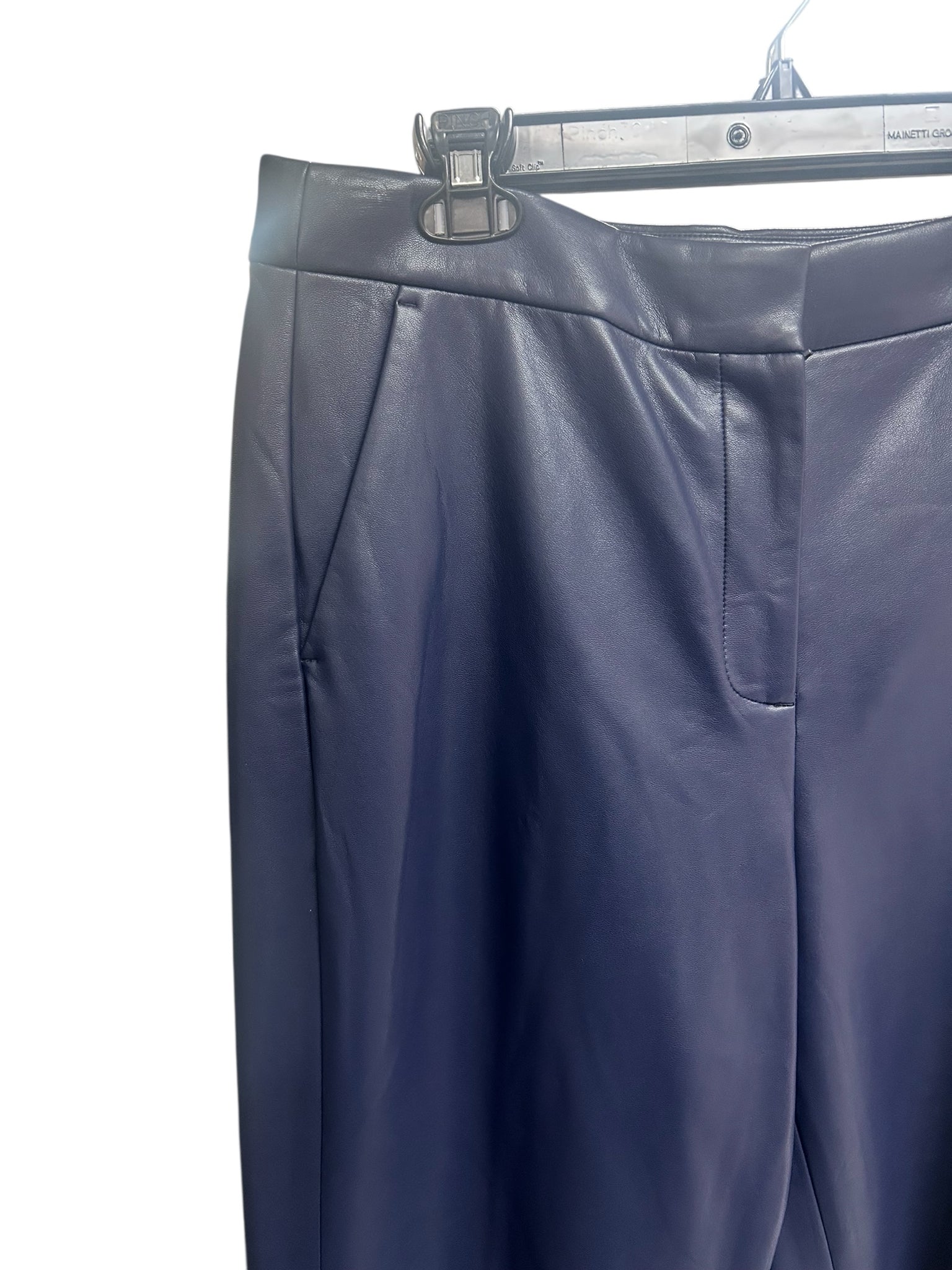 NWT J.CREW KATE FAUX LEATHER STRAIGHT LEG NAVY PANTS SIZE 12