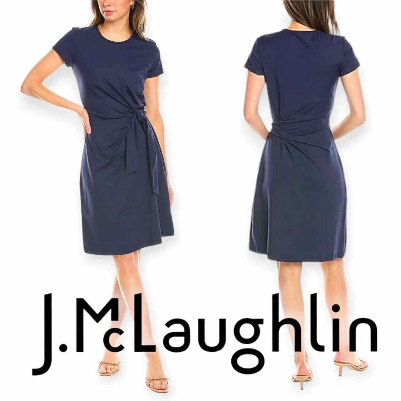 J MCLAUGHLIN NWT ELORA JERSEY SOLID FAUX WRAP DRESS SIZE: L