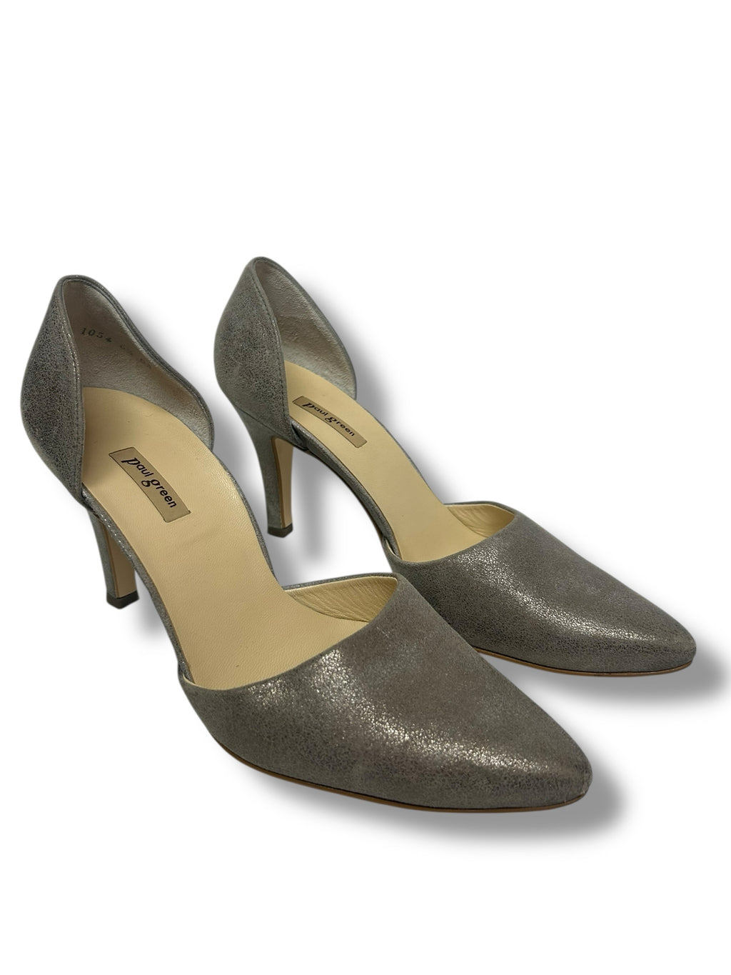 PAUL GREEN SILVER BRUSHED METALLIC CHAR D'ORSEY PUMPS SIZE US 9