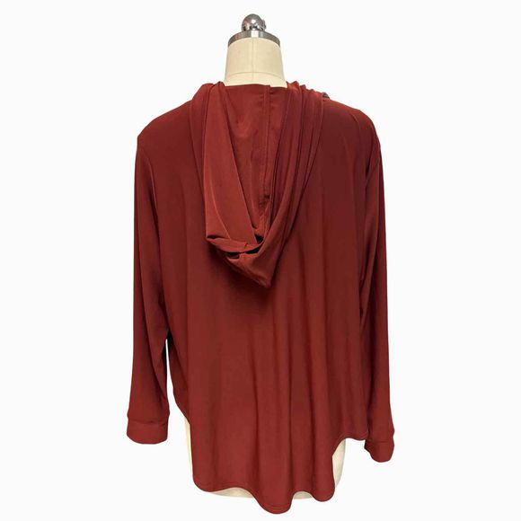 SYMPLI WIDE CUFF RAGLAN HOODED RUST TOP SIZE 6