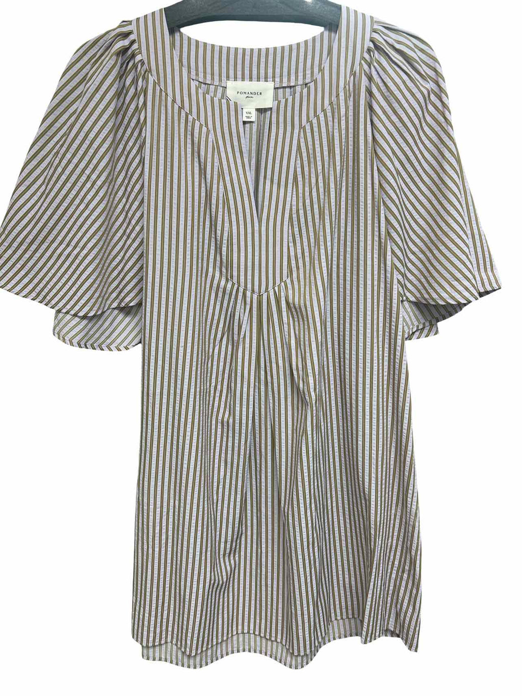 POMANDER PLACE LILAC STRIPE FINLEY FLUTTER SLEEVE DRESS SIZE: XXL