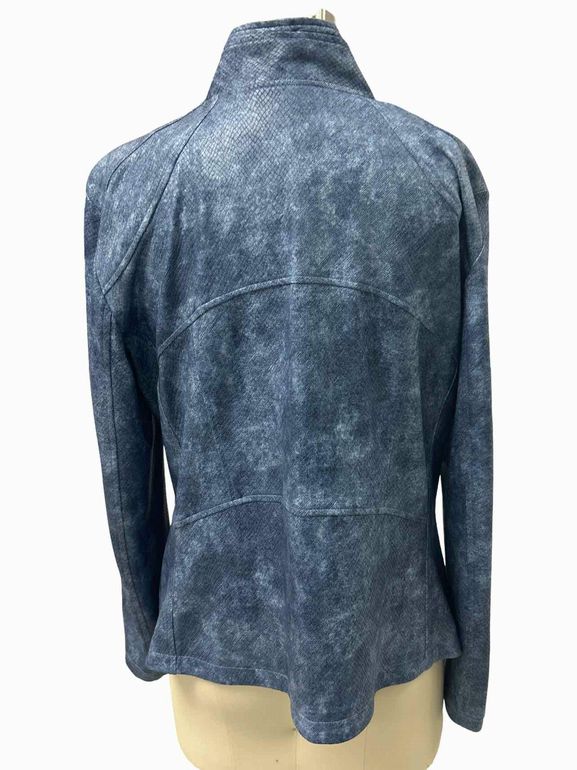 CLARA SUN WOO SIGNATURE LIQUID LEATHER JACKET DENIM SIZE: L