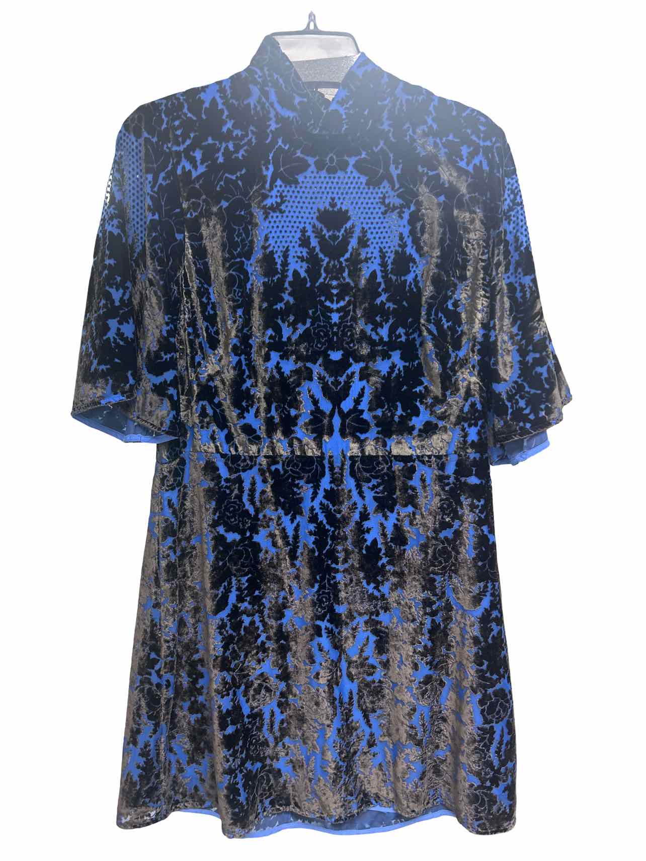 ANTHROPOLOGIE VELVET BURNOUT MOCK NECK MINI DRESS SIZE: 14