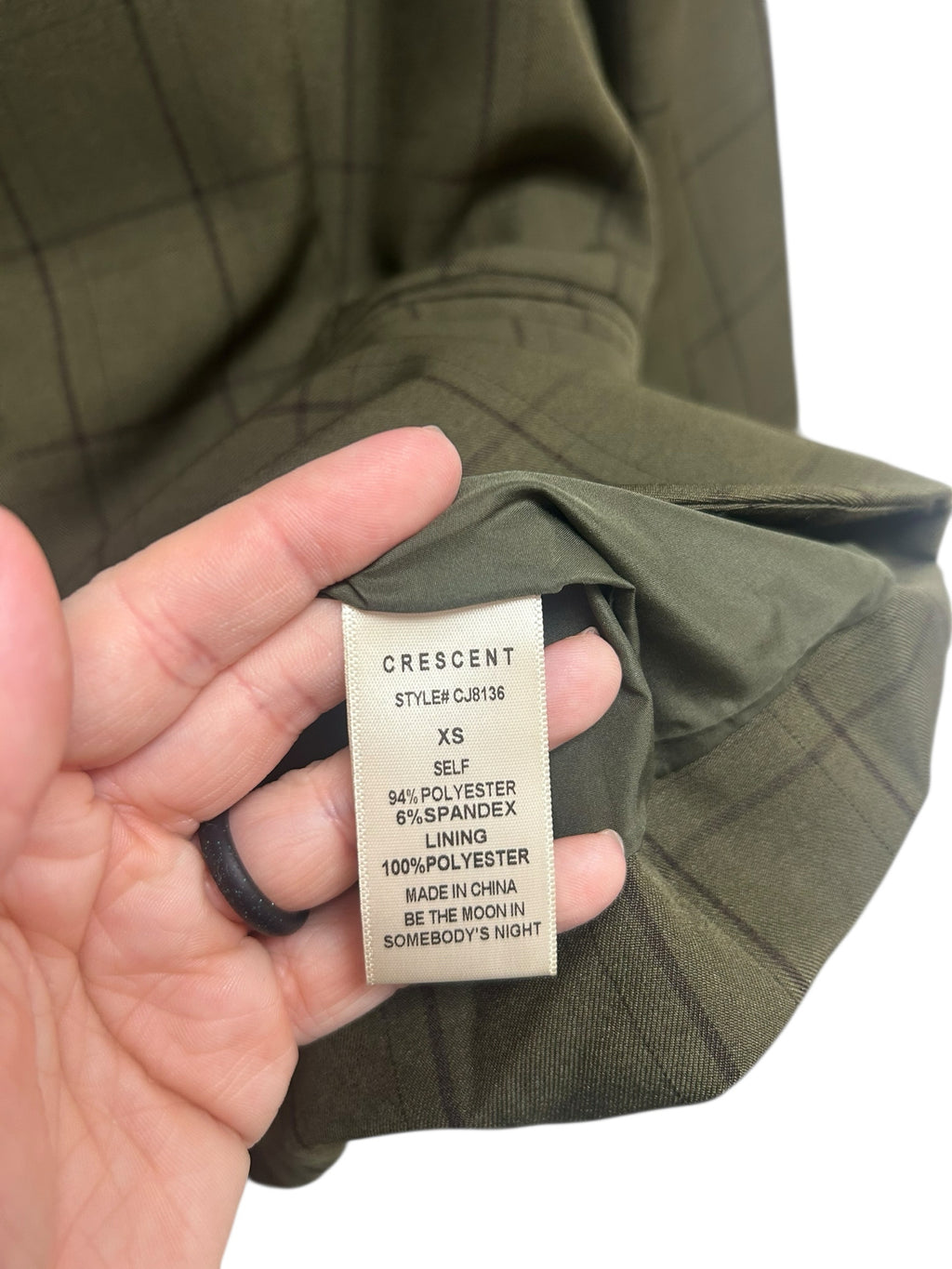 CRESCENT GREEN PLAID 2-BUTTON MEN'S INSPIRED BLAZER SIZE XS