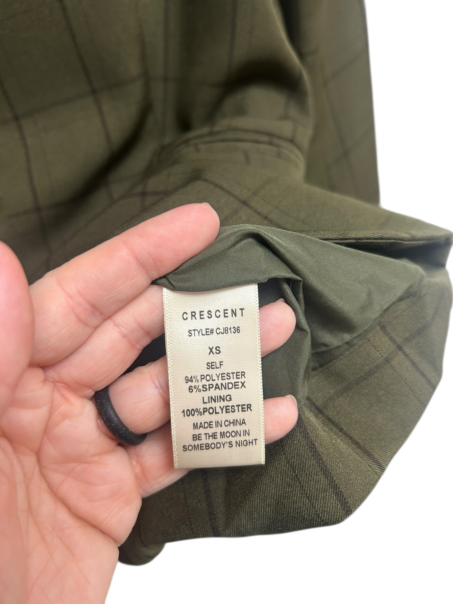 CRESCENT GREEN PLAID 2-BUTTON MEN'S INSPIRED BLAZER SIZE XS