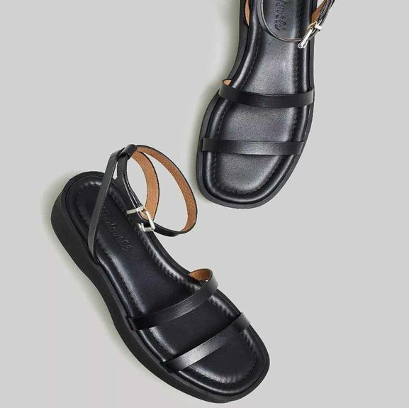 MADEWELL NIB! BIRDIE DOUBLE STRAP PLATFORM SANDALS BLACK 8.5
