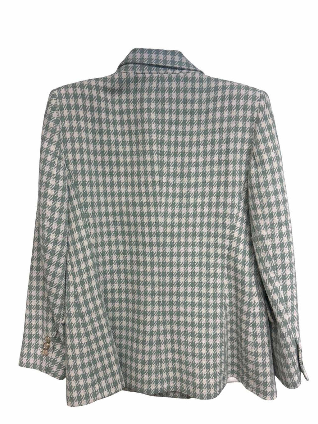 ZARA  NWT TAILORED SEA GREEN HOUNDSTOOTH DOUBLE BREASTED BLAZER SIZE: XL