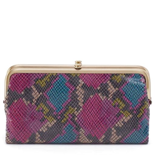 HOBO INTERNATIONAL LAUREN KISSLOCK WALLET CLUTCH POPPY SEED PRINT