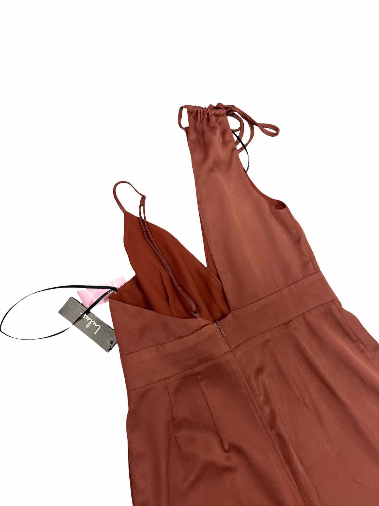 LULUS NWT SATIN WIDE LEG ONE SHOULDER JUMPSUIT SIZE: M