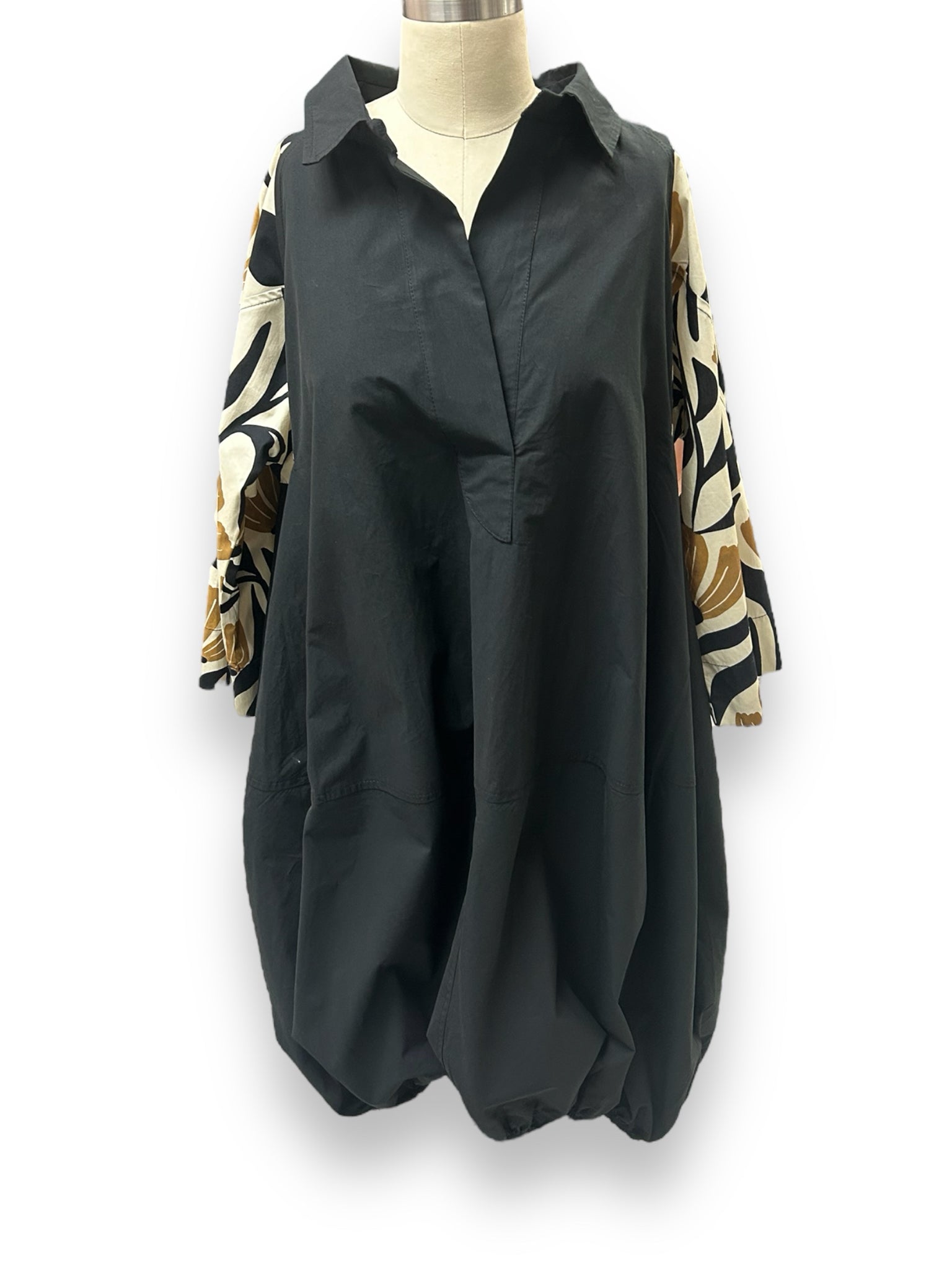 ALEMBIKA AINSLIE OVERSIZED DRESS BLACK BEIGE SIZE 2