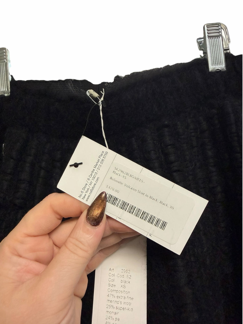 NWT GARMENTORY BOBOUTIC VOLCANO BLACK KNIT MOHAIR MIDI SKIRT SIZE XS