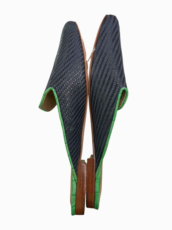 ZALO NAVY RAFFIA MULE SIZE:11